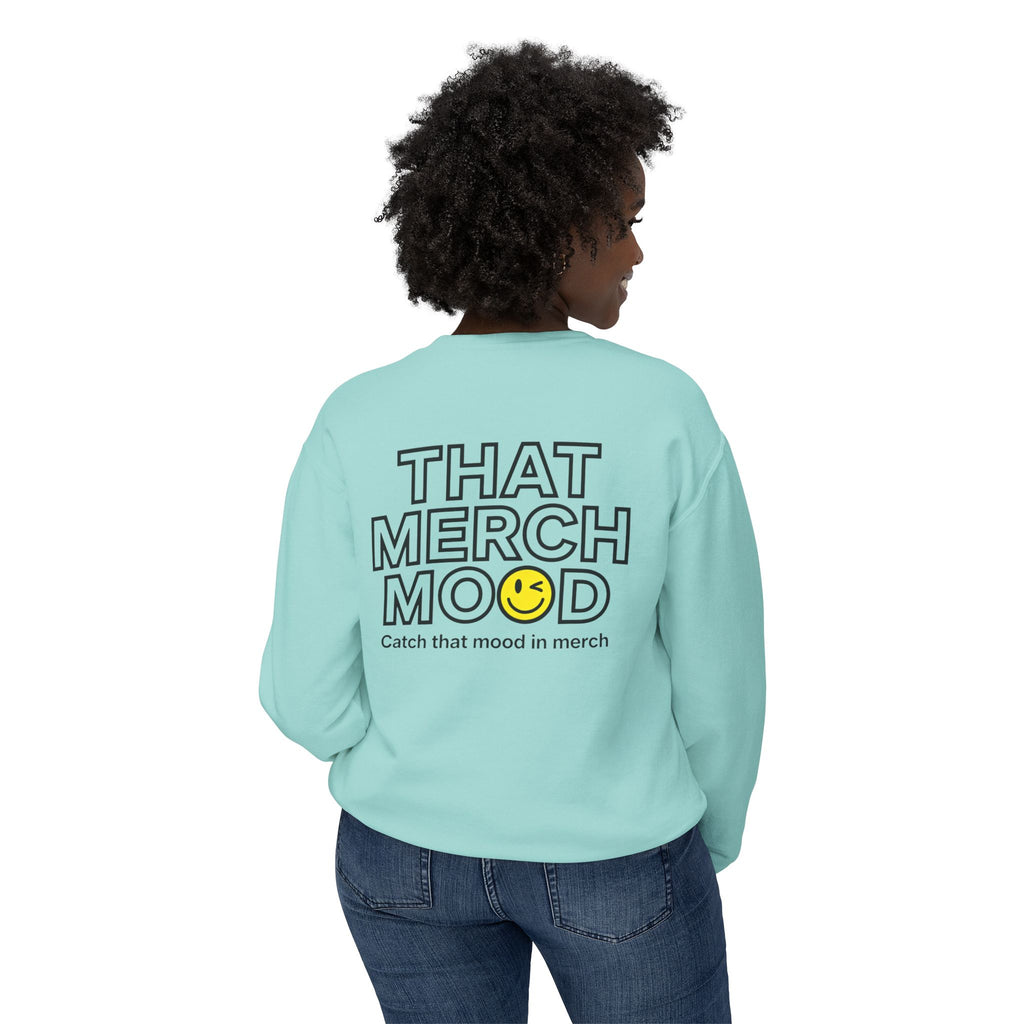 Crewneck Sweatshirt — "That Merch Mood" Smiley Graphic