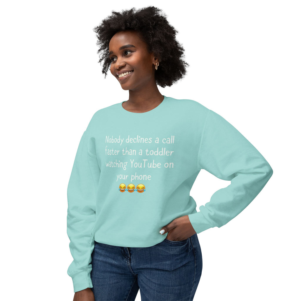 Crewneck Sweatshirt — "That Merch Mood" Smiley Graphic