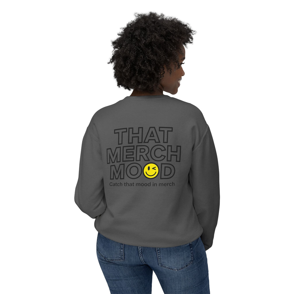 Crewneck Sweatshirt — "That Merch Mood" Smiley Graphic