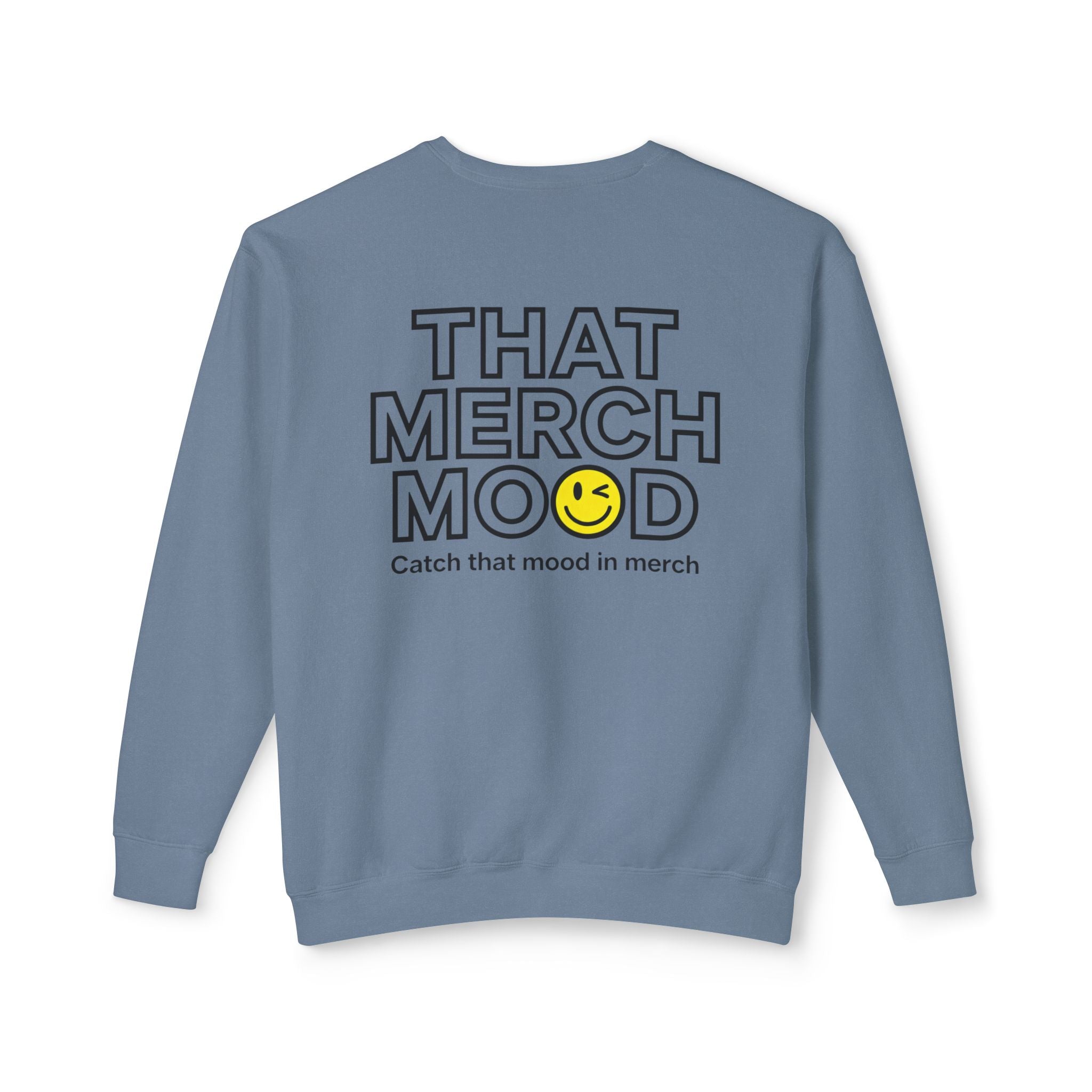 Crewneck Sweatshirt — "That Merch Mood" Smiley Graphic