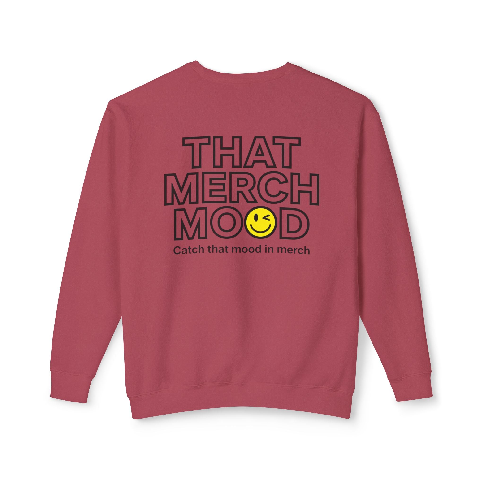 Crewneck Sweatshirt — "That Merch Mood" Smiley Graphic