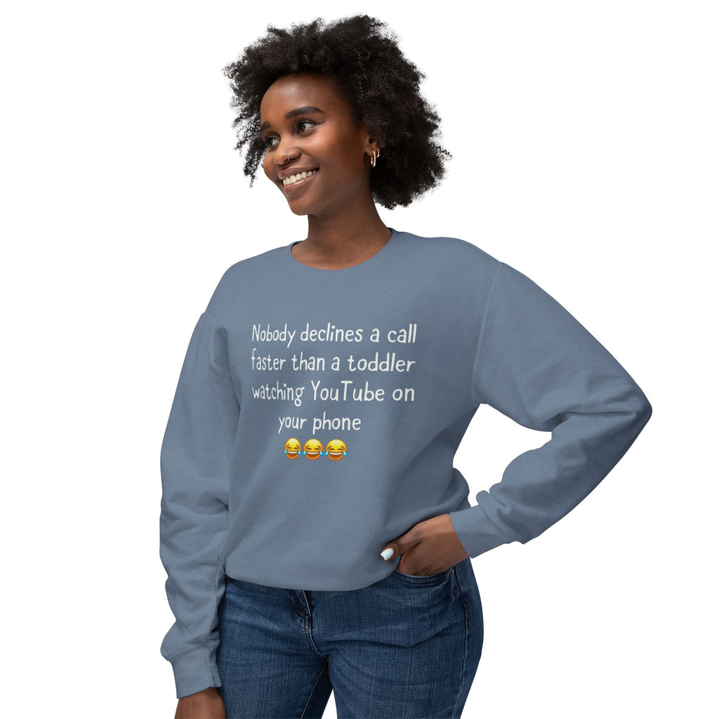 Crewneck Sweatshirt — "That Merch Mood" Smiley Graphic