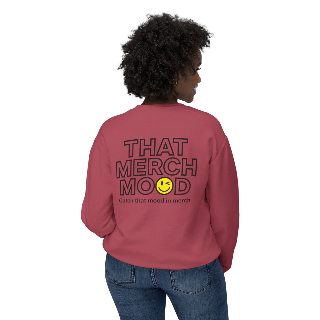 Crewneck Sweatshirt — "That Merch Mood" Smiley Graphic